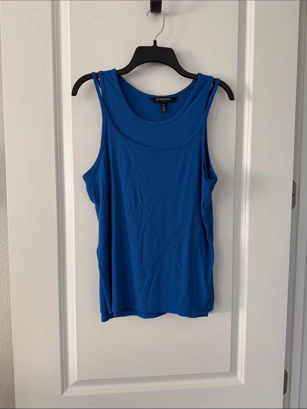 White House Black Market Bright Blue Double-Strap Scoop Tank